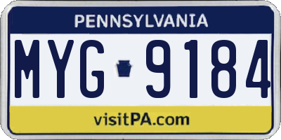 PA license plate MYG9184