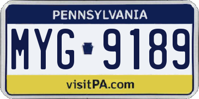 PA license plate MYG9189