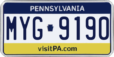 PA license plate MYG9190
