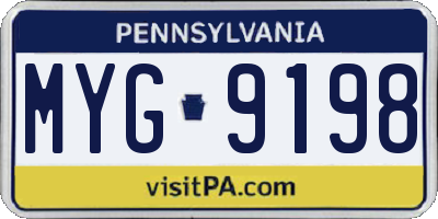 PA license plate MYG9198