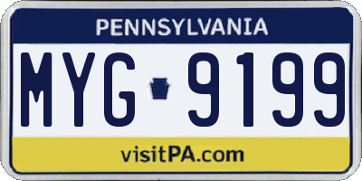 PA license plate MYG9199