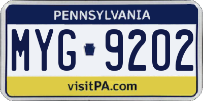 PA license plate MYG9202
