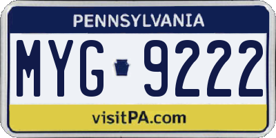 PA license plate MYG9222