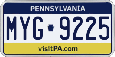 PA license plate MYG9225