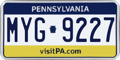 PA license plate MYG9227
