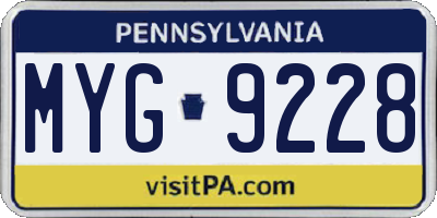 PA license plate MYG9228
