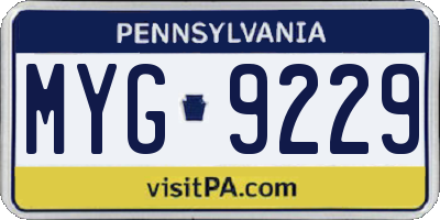 PA license plate MYG9229