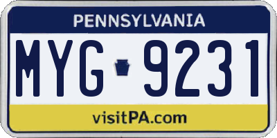 PA license plate MYG9231