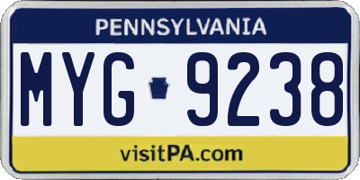 PA license plate MYG9238