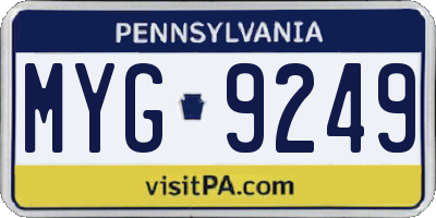 PA license plate MYG9249