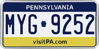 PA license plate MYG9252