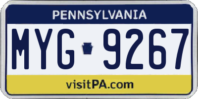 PA license plate MYG9267