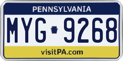 PA license plate MYG9268