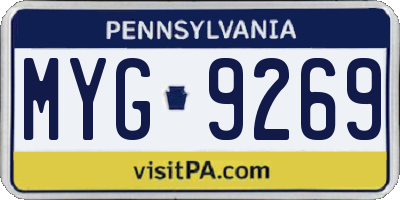 PA license plate MYG9269