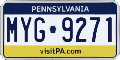 PA license plate MYG9271