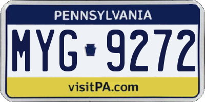 PA license plate MYG9272