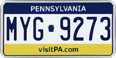 PA license plate MYG9273