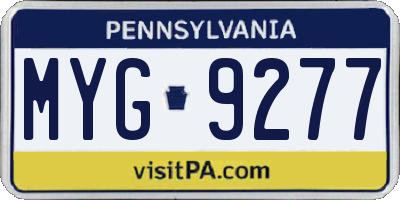 PA license plate MYG9277
