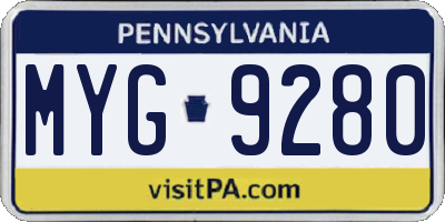 PA license plate MYG9280
