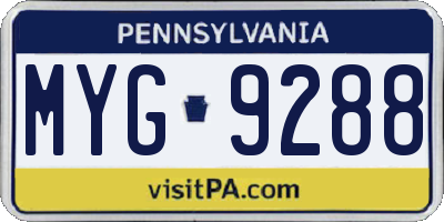 PA license plate MYG9288