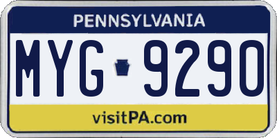 PA license plate MYG9290