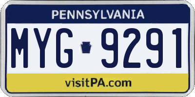 PA license plate MYG9291
