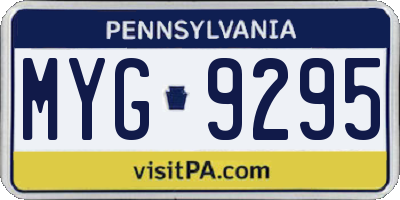PA license plate MYG9295