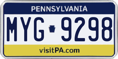 PA license plate MYG9298