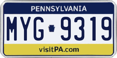 PA license plate MYG9319
