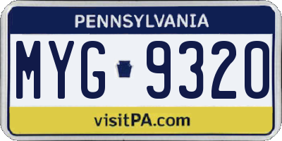 PA license plate MYG9320