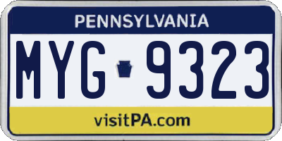 PA license plate MYG9323