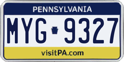 PA license plate MYG9327