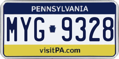 PA license plate MYG9328