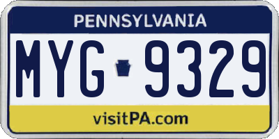 PA license plate MYG9329