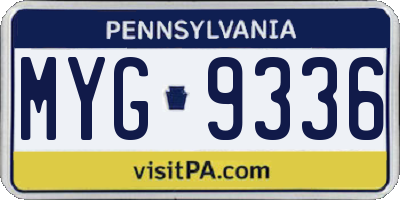 PA license plate MYG9336