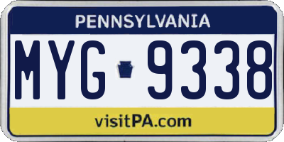 PA license plate MYG9338