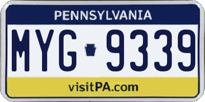 PA license plate MYG9339