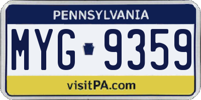 PA license plate MYG9359