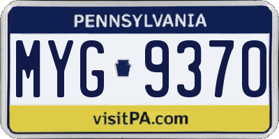 PA license plate MYG9370