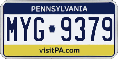 PA license plate MYG9379
