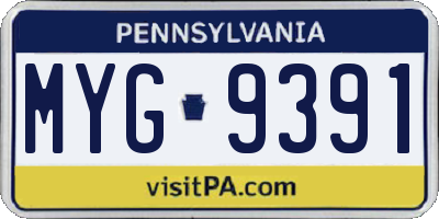 PA license plate MYG9391