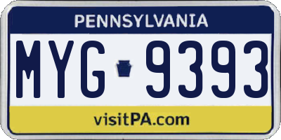 PA license plate MYG9393