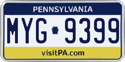 PA license plate MYG9399