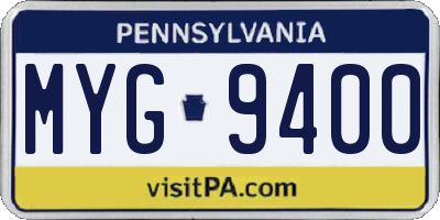 PA license plate MYG9400