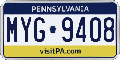 PA license plate MYG9408