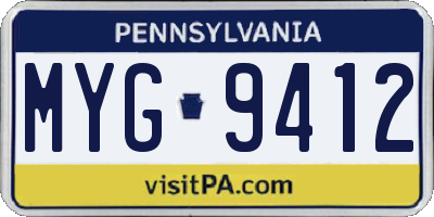 PA license plate MYG9412