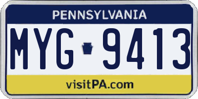PA license plate MYG9413
