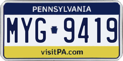 PA license plate MYG9419