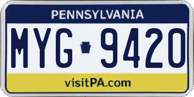 PA license plate MYG9420