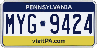 PA license plate MYG9424